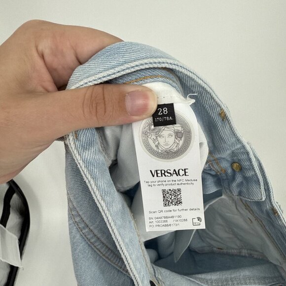 Versace Women's Denim with Heritage Print Jeans Size 28 US 1003366 NWT - Picture 10 of 11